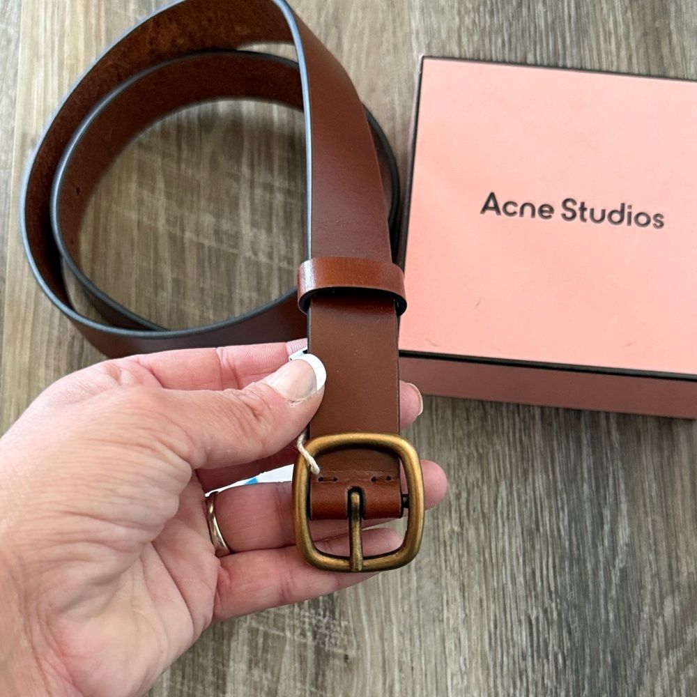 Acne Studios 2.5 cm slim leather belt • Sz Small - Picture 2 of 8